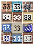 stockfoto van Collage van huisnummers met nummer drieendertig